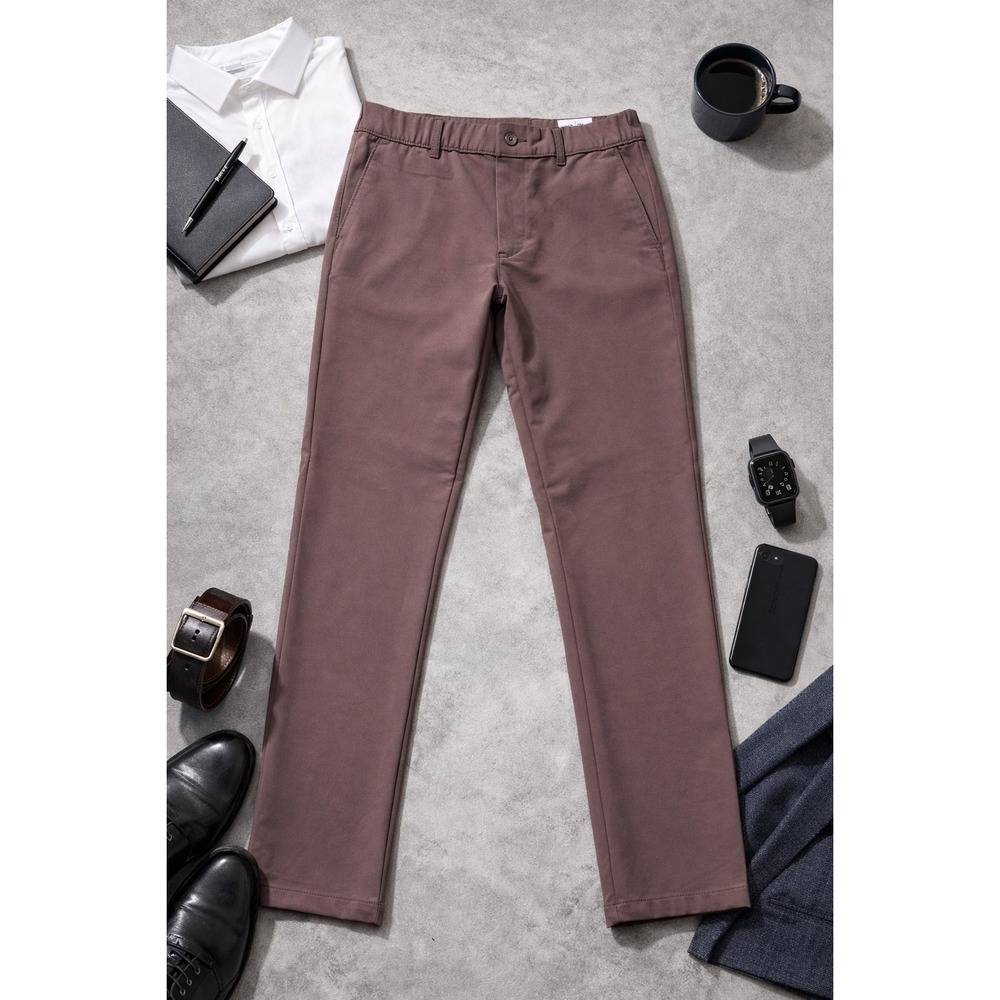 Brown Good Fellow Men's Pants Small Brown Stretch Tech Trouser Performance NWT